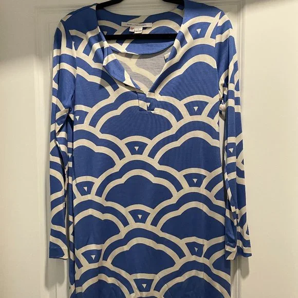 blue dress for baby girl Diane von Furstenberg blue and white printed sleevelss short wrap dres -  BOPF main image 1